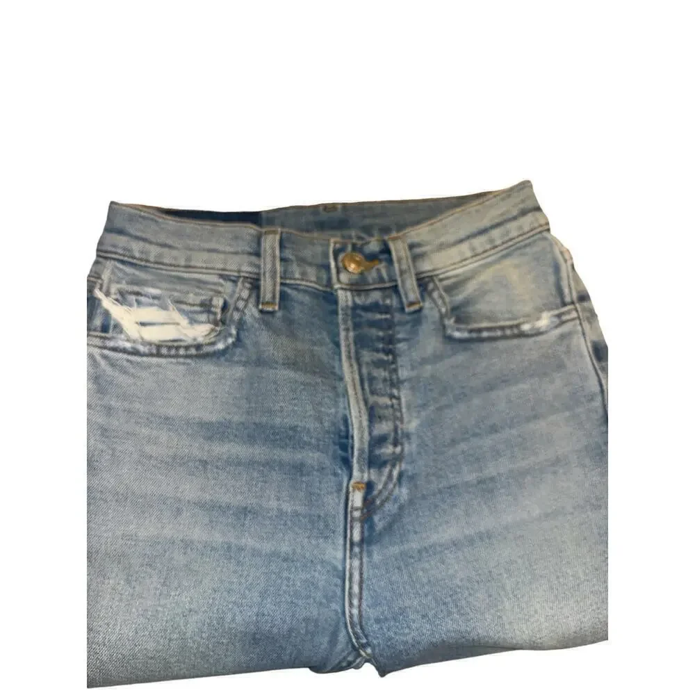 RE/DONE Women's 70s Ultra High Rise Stove Pipe Ankle Denim Jeans Sz 24 Blue NWT